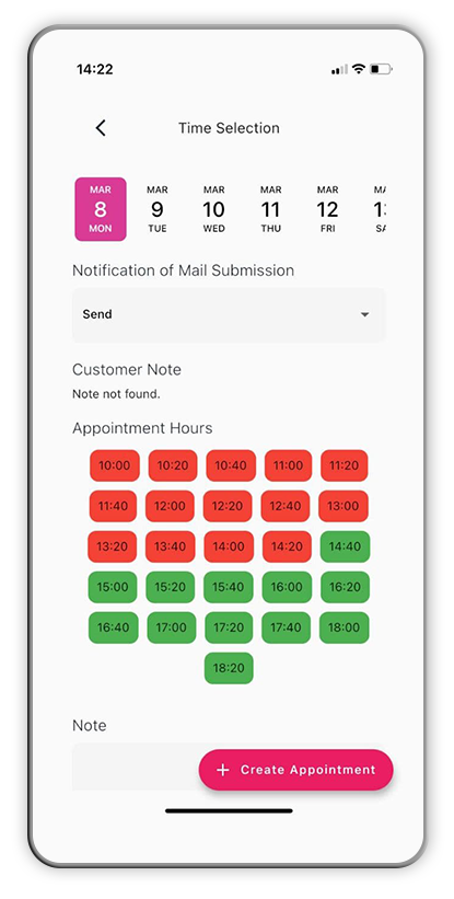 The Best Salon Software SalonManagementApp screenshot from mobile app that illustrates appointment calendar feature.